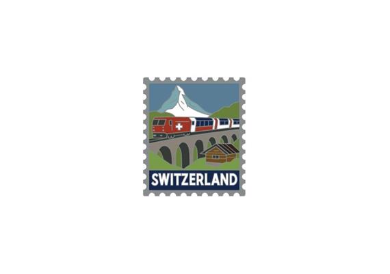 Pin Briefmarke Switzerland Matterhorn mit Zug, 25mm