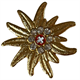 Pin Edelweiss gold mit Strasssteine und Schweizerkreuz, 30mm