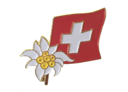 Pin Edelweiss mit Fahne CH, Grösse: 23 mm