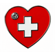 Pin Herz mit Schweizerkreuz und Strassstein
