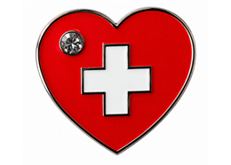 Pin Herz mit Schweizerkreuz und Strassstein