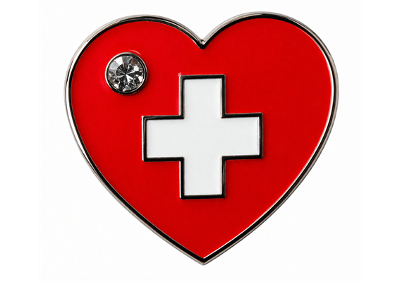 Pin Herz mit Schweizerkreuz und Strassstein