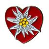 Pin rotes Herz mit Edelweiss, 20 mm