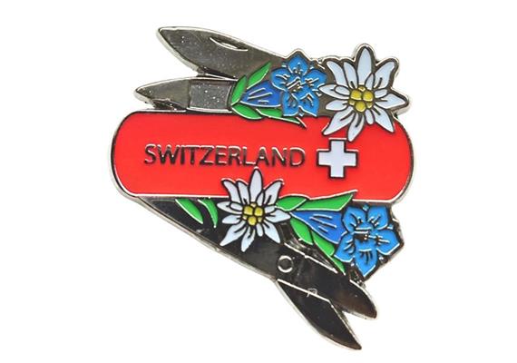 Pin Sackmesser mit Edelweiss - Switzerland, 35mm