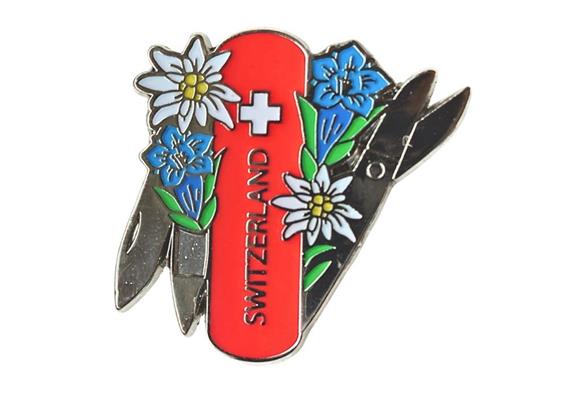 Pin Sackmesser mit Edelweiss - Switzerland, 35mm