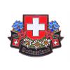 Pin Switzerland mit Blumen, 25 mm
