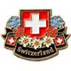 Pin Switzerland mit Blumen, 25 mm