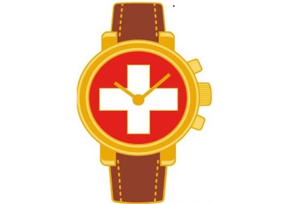 Pin Uhr mit Schweizerkreuz, 30mm