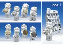 Poly-Engel Igor im Display mit Blume des Lebens weiss-silber/gold sort. ø4 H7cm