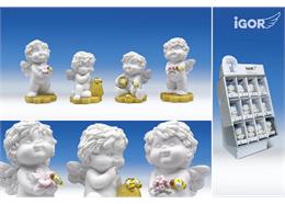 Poly-Engel "Igor" mit Bienen Display weiss-coloriert sort. H6.5-8cm