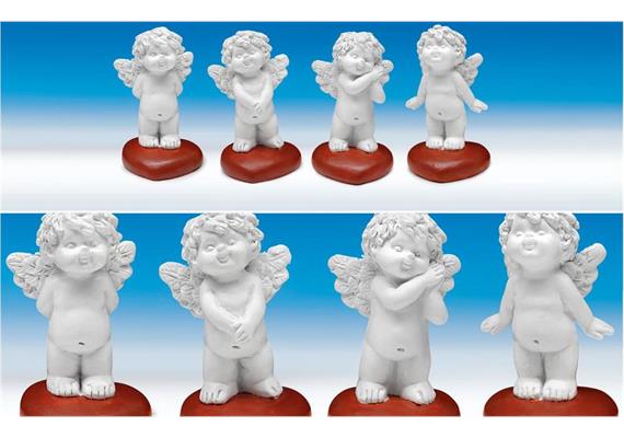 Poly-Liebesengel ''Igor'' auf Herz weiß-rot sort. H6,5cm