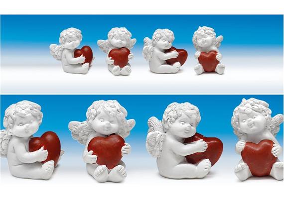 Poly-Liebesengel ''Igor'' mit Herz stz. weiß-rot sort. H4-5cm