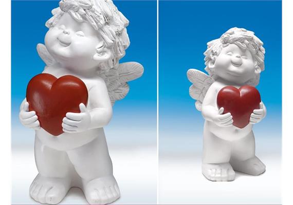 Poly-Liebesengel ''Igor'' mit Herz weiß-rot H32cm