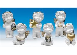 Poly-Weihnachtsengel ''Igor'' weiß-gold-silber sort. H12cm