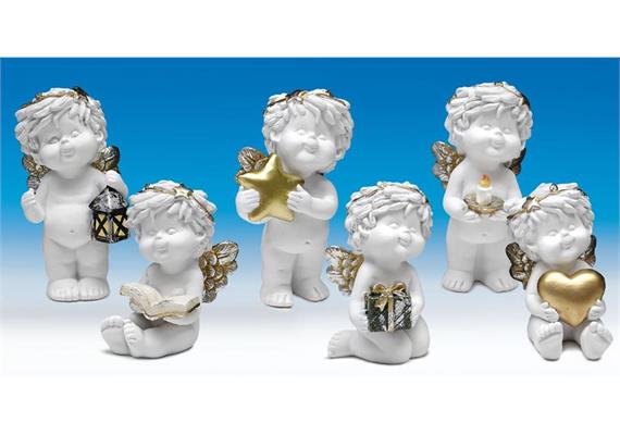 Poly-Weihnachtsengel ''Igor'' weiß-gold-silber sort. H12cm