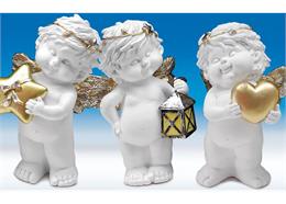 Poly-Weihnachtsengel ''Igor'' weiß-gold-silber sort. H24cm