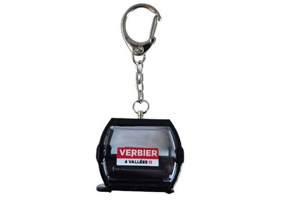 Porte-clés noir"Verbier" télécabine Omega-IV, métal