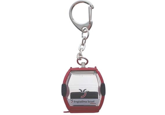Porte-clés rouge "Scuol Engadin" télécabine Omega-IV, métal