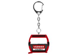 Porte-clés rouge "Verbier" télécabine Omega-IV, métal