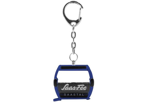 Porte-clés télécabine bleu "Saas-Fee" Omega-IV, métal