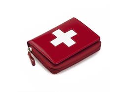 Portemonnaie Damen klein rot mit Reissverschluss und CH-Kreuz