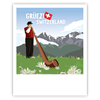 Postkarte Alphornbläser - Grüezi Switzerland