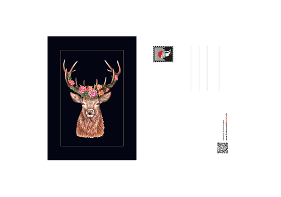 Postkarte Blumenhirsch