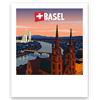 Postkarte Brücke Abenddämmerung Basel