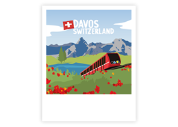 Postkarte Davos Berglandschaft mit Zug