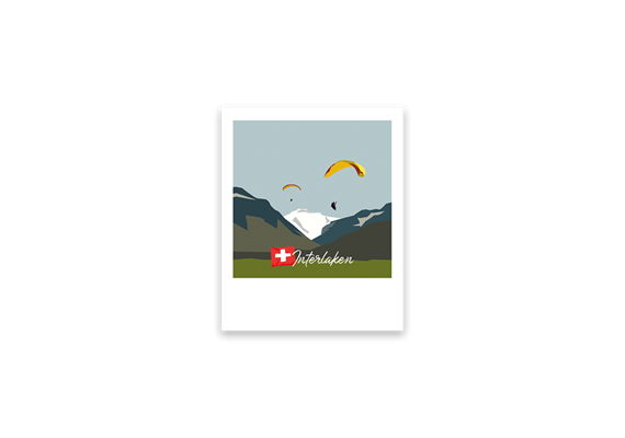 Postkarte Interlaken Paraglider