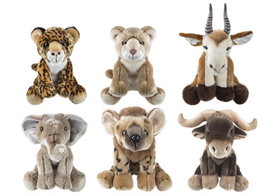 Premium Plüsch Safarie Tiere, 30 cm, 6er Set, assotiert