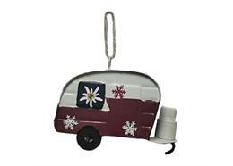 Roter Metall-Wohnwagen, zum Aufhängen, 9x6x4cm