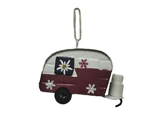 Roter Metall-Wohnwagen, zum Aufhängen, 9x6x4cm