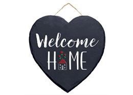 Schiefertafel Herz Welcome Home, 15 cm