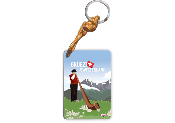 Schlüsselanhänger Alphornbläser - Grüezi Switzerland