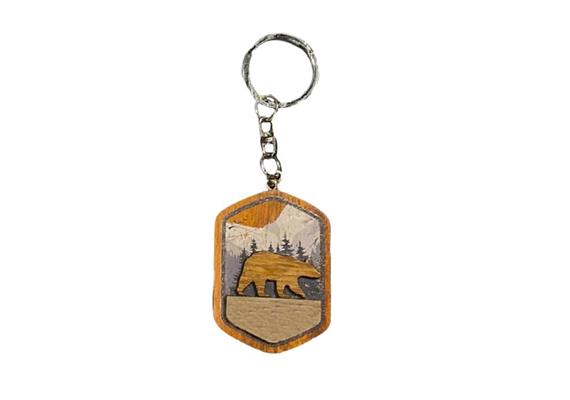 Schlüsselanhänger Bär gestanzt in Holz