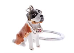 Schlüsselanhänger Bernhardiner Hund Metall emaliert, 3.5 cm hoch