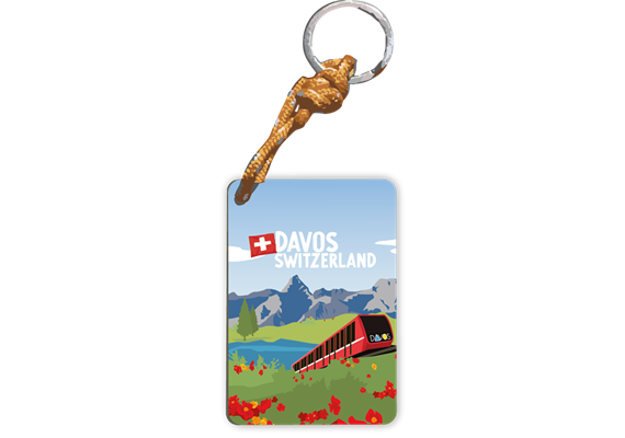 Schlüsselanhänger Davos Berglandschaft mit Zug