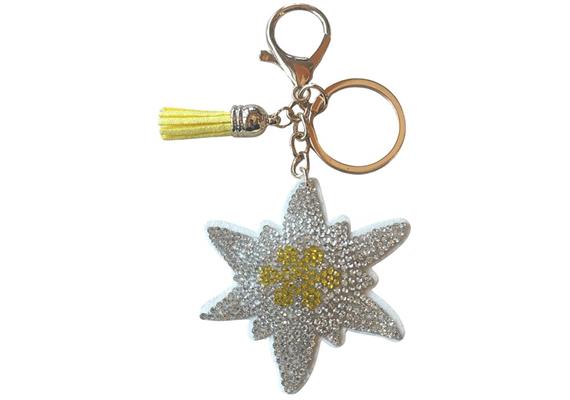 Schlüsselanhänger Edelweiss mit Glitzersteinen