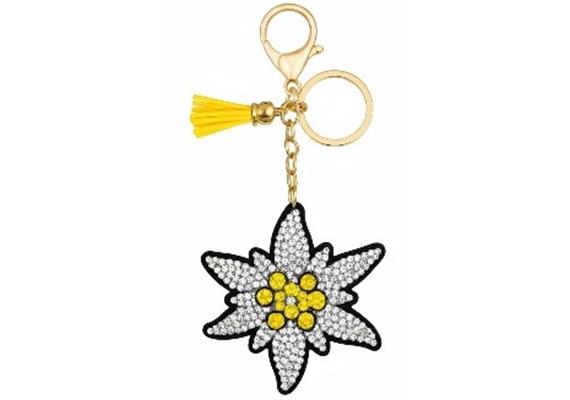 Schlüsselanhänger Edelweiss mit Glitzersteinen