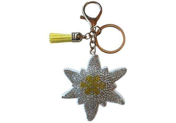 Schlüsselanhänger Edelweiss mit Glitzersteinen