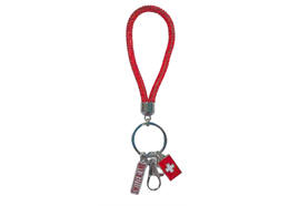 Schlüsselanhänger Glitzer Strap rund rot, Switzerland
