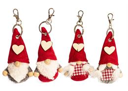 Schlüsselanhänger Gnom, 4 assortiert, 13 cm