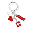 Schlüsselanhänger I love Switzerland mit 4 Charms, 5.5 x 1.5 cm