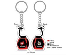 Schlüsselanhänger Kabine Schweiz, beidseitig geprägt und bedruck