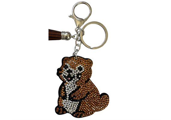 Schlüsselanhänger Murmeltier mit Glitzersteinen
