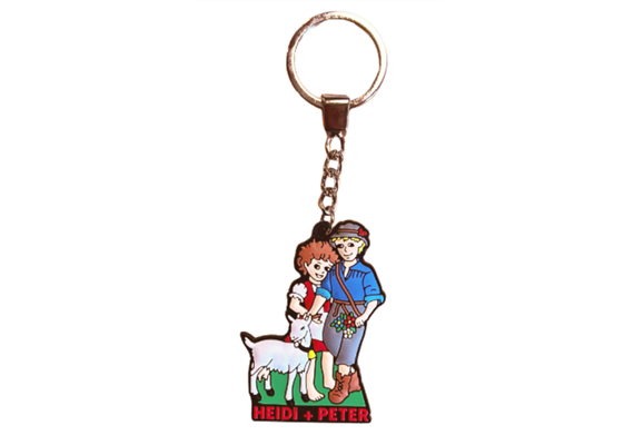 Schlüsselanhänger Rubber Heidi + Peter mit Geiss, 6 x 4.3 cm