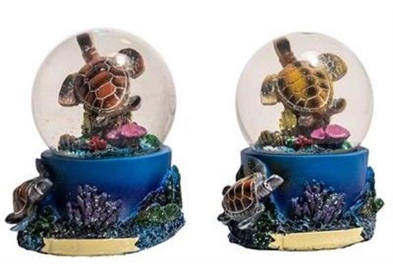 Schneekugel aus Glas mit Schildkröte, 2 assortiert, 7cm