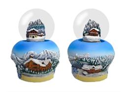 Schneekugel Glocke Winterchalet, 4.5cm, 2 assortiert