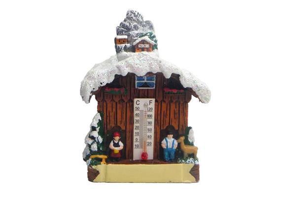 Schneekugel Haus mit Thermometer, Winter
